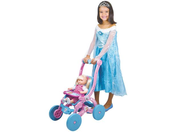 Carrinho de Boneca Frozen Rosa e Azul - Líder Brinquedos