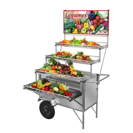 Carrinho Expositor de Legumes com Rodas Pneumáticas e Toldo Linha Inox LEX26P/T Cefaz - Cefaz metal é boa?
