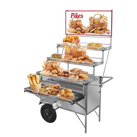 Carrinho Expositor de Pães com Rodas Pneumáticas e Guarda-Sol Linha Inox LEX26P/GS Cefaz - Cefaz metal é ruim? Carrinho Expositor de Pães com Rodas Pneumáticas e Guarda-Sol Linha Inox LEX26P/GS Cefaz - Cefaz metal é boa?