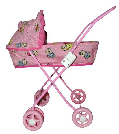 Carrinho Modelo Berço Deitado com Capota Rosa Ursinho - MEP - M e p é boa?