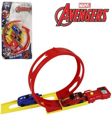 Carro com lancador + pista looping vingadores/avengers na cartela - Etitoys Menor preço em Carro com lancador + pista looping vingadores/avengers na cartela - Etitoys