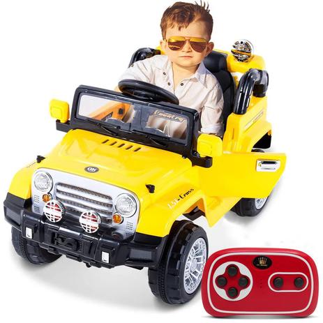 Carro Elétrico Carrinho Infantil Jipe Trilha Amarelo Controle Remoto Entrada Aux MP3 Bivolt 12V 2P - Bel Fix Menor preço em Carro Elétrico Carrinho Infantil Jipe Trilha Amarelo Controle Remoto Entrada Aux MP3 Bivolt 12V 2P - Bel Fix