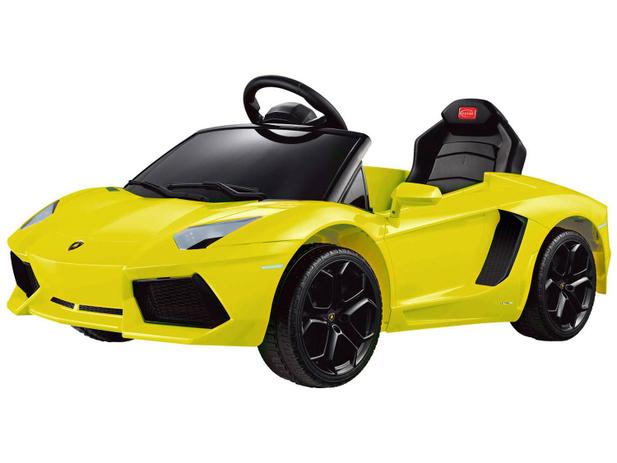 Carro Elétrico Infantil Motorizado Lamborghini - c/ Controle Remoto Farol Entrada para MP3 Amarelo
