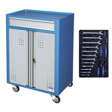 Carro para ferramentas fechado com 1 gaveta porta inferior + kit 18 ferramentas - Marcon Menor preço em Carro para ferramentas fechado com 1 gaveta porta inferior + kit 18 ferramentas - Marcon
