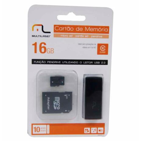 Cartao 16gb micro sd c/adaptador 3x1 cl10 / un / multilaser Menor preço em Cartao 16gb micro sd c/adaptador 3x1 cl10 / un / multilaser