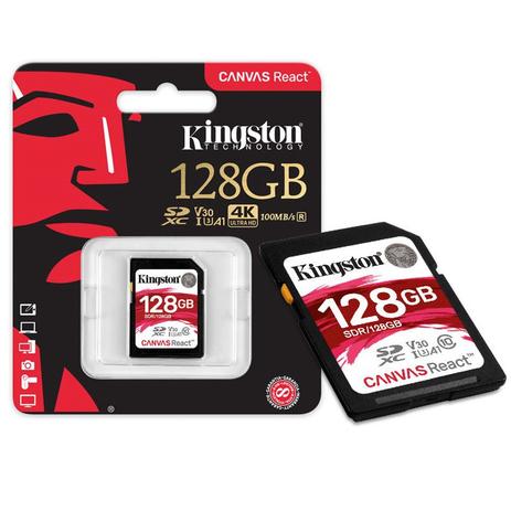 Menor preço em Cartão de Memória 128GB Classe 10 Kingston SDR/128GB SDXC 100R/80W UHS-I U3 V30 Canvas React