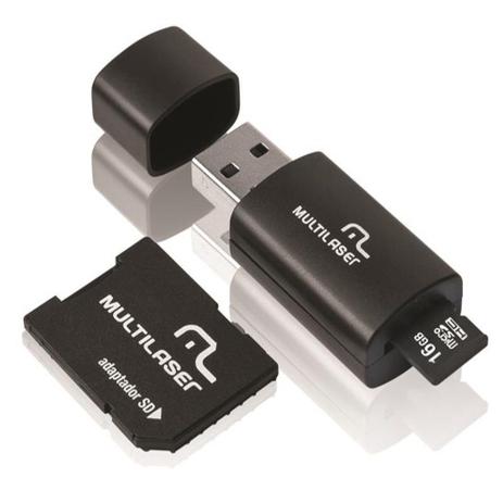 Cartão De Memória 16gb Com Adaptador Sd E Leitor PenDrive Kit 3 Em 1 Multilaser Mc112 Menor preço em Cartão De Memória 16gb Com Adaptador Sd E Leitor PenDrive Kit 3 Em 1 Multilaser Mc112