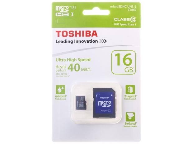 Cartão de Memória 16GB Micro SDHC Classe 10 - com Adaptador - Toshiba