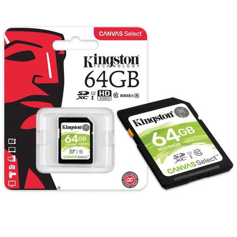 Cartão de Memória 64GB Classe 10 Kingston SDS/64GB SDXC 80R/10W UHS-I U1 Canvas Select Menor preço em Cartão de Memória 64GB Classe 10 Kingston SDS/64GB SDXC 80R/10W UHS-I U1 Canvas Select