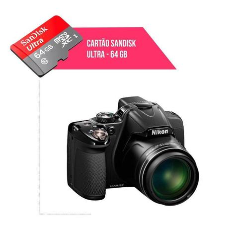 Cartão De Memória 64gb Ultra Para Câmera Nikon Coolpix P530