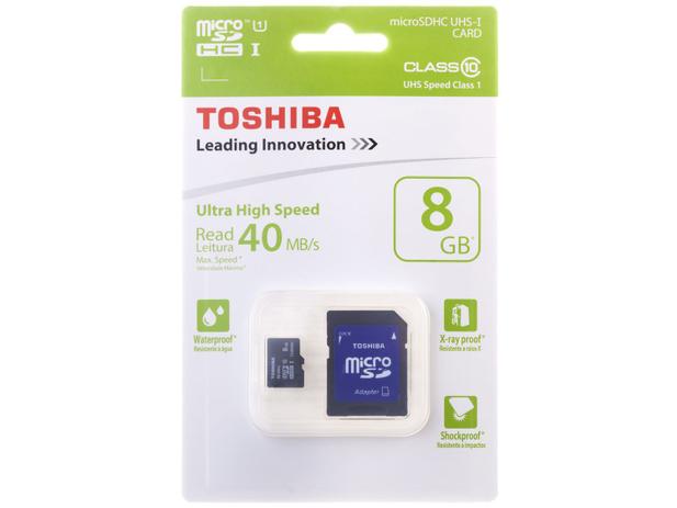 Cartão de Memória 8GB Micro SDHC Classe 10 - com Adaptador - Toshiba