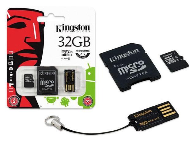 Menor preço em Cartao de Memoria Classe 10 Kingston MBLY10G2/32GB Multikit 32GB Micro Sdhc+adaptador Sd+adaptadorusb