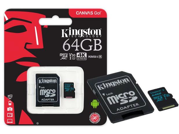 Cartao de memoria classe 10 kingston sdcg2/64gb micro sdxc 64gb 90r/45w uhs-i u3 v30 canvas go Menor preço em Cartao de memoria classe 10 kingston sdcg2/64gb micro sdxc 64gb 90r/45w uhs-i u3 v30 canvas go