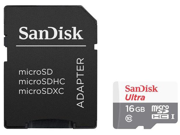 Cartão de Memória Micro SD 16GB Com Adaptador - Classe 10 à prova de água pra Smartphone SanDisk