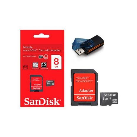 Cartão de Memória Micro SD SanDisk 8GB + Leitor 15 em 1 Menor preço em Cartão de Memória Micro SD SanDisk 8GB + Leitor 15 em 1