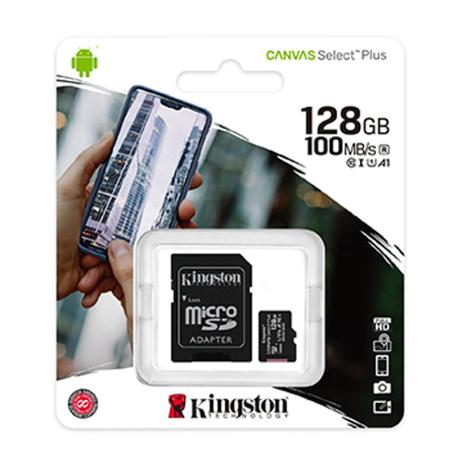 Cartao de memoria sd kingston canvas select plus class 10uhs-i 128gb micro+adaptador - sdcs2/128gb Menor preço em Cartao de memoria sd kingston canvas select plus class 10uhs-i 128gb micro+adaptador - sdcs2/128gb