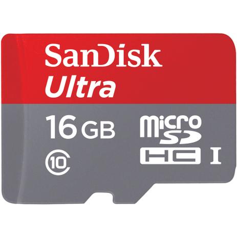 Cartão Micro SD 16GB Sandisk Ultra 80mb/s Classe 10 Menor preço em Cartão Micro SD 16GB Sandisk Ultra 80mb/s Classe 10