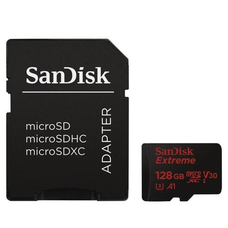 Menor preço em Cartão MicroSDXC SanDisk Extreme 128Gb de 100Mb/s, Classe10, UHS-V30 A1