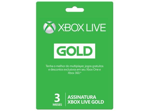 Cartão Microsoft Xbox Live Gold 3 Meses - para Xbox One e Xbox 360