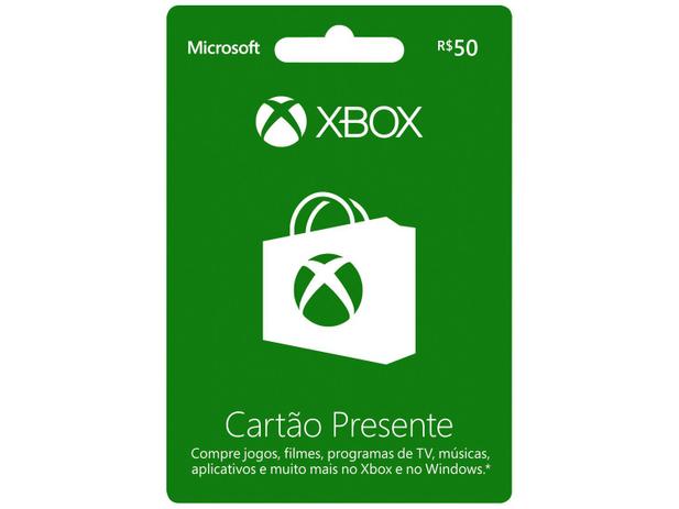 Cartão Presente 50 Reais Xbox Live Microsoft - para Xbox One e Xbox 360