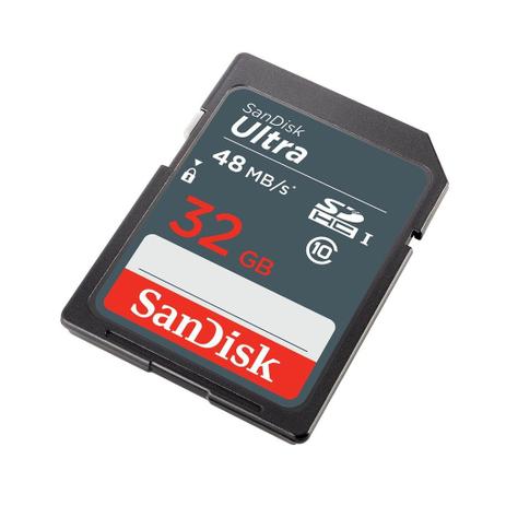 Cartão SDHC Sandisk 32GB Classe 10 Ultra 48MB/s Menor preço em Cartão SDHC Sandisk 32GB Classe 10 Ultra 48MB/s