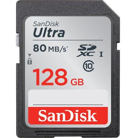 Cartão SDXC 128Gb SanDisk Ultra 80mb/s Menor preço em Cartão SDXC 128Gb SanDisk Ultra 80mb/s