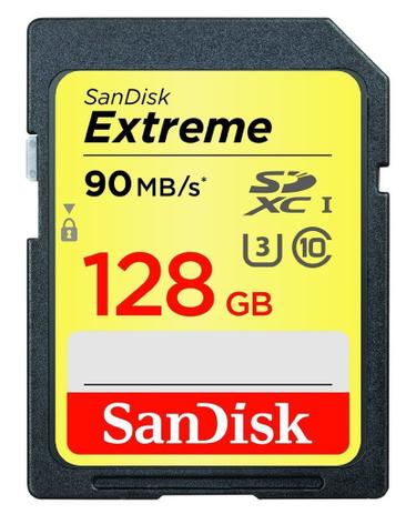 Cartão SDXC Sandisk 128GB Classe 10 Extreme 90MB/s Menor preço em Cartão SDXC Sandisk 128GB Classe 10 Extreme 90MB/s