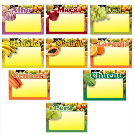 Cartaz hortifruti 15x20cm (c/ 9 unidades) - Cartazbr Menor preço em Cartaz hortifruti 15x20cm (c/ 9 unidades) - Cartazbr