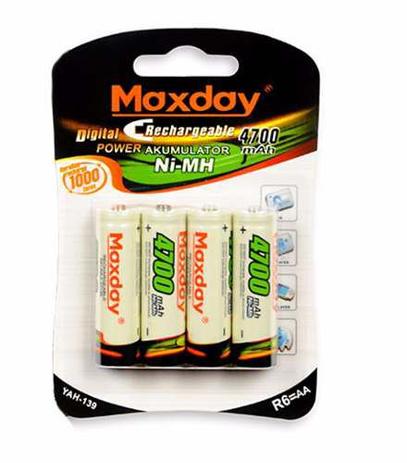Cartela com 4 pilhas AA Recarregável Maxday Menor preço em Cartela com 4 pilhas AA Recarregável Maxday
