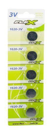 Cartela Com 5 Bateria Botão Flex FX-CR1620-3V Menor preço em Cartela Com 5 Bateria Botão Flex FX-CR1620-3V