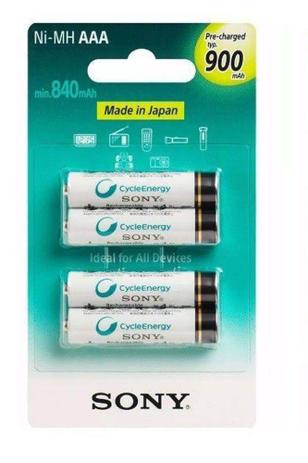 Cartela de Pilha Sony 4 AAA Palito 900 Mah Recarregável 1,2v Menor preço em Cartela de Pilha Sony 4 AAA Palito 900 Mah Recarregável 1,2v