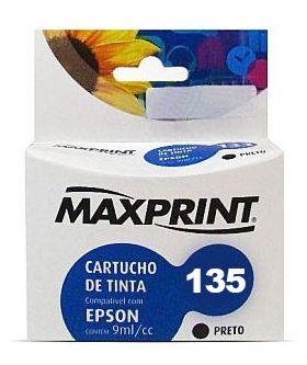 Cartucho compatível Epson 135 Preto - T135120 - Maxprint 6111129 - para Epson Stylus Menor preço em Cartucho compatível Epson 135 Preto - T135120 - Maxprint 6111129 - para Epson Stylus