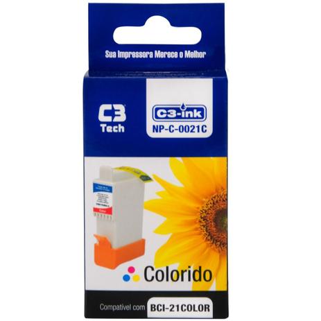 Cartucho de Tinta Canon 21 Color Compatível C3 Tech - C3tech Menor preço em Cartucho de Tinta Canon 21 Color Compatível C3 Tech - C3tech