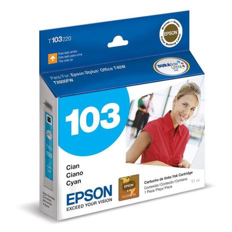 Cartucho de Tinta Epson 103 Ciano T103220 Menor preço em Cartucho de Tinta Epson 103 Ciano T103220