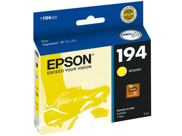 Cartucho de Tinta Epson T194420-BR Amarelo - Original Menor preço em Cartucho de Tinta Epson T194420-BR Amarelo - Original