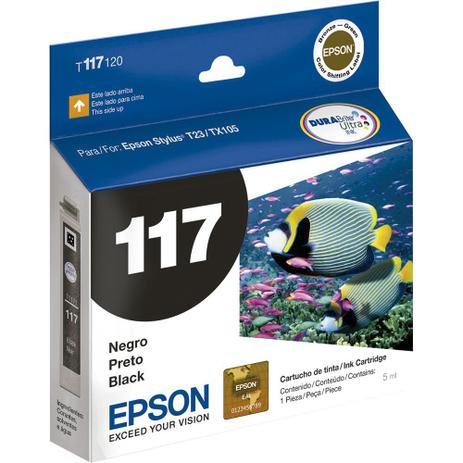 Cartucho Epson 117 Preto Ref:T0117120-AL - T23 / TX105 Menor preço em Cartucho Epson 117 Preto Ref:T0117120-AL - T23 / TX105
