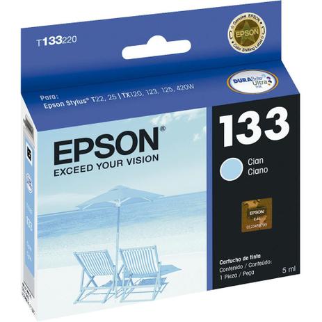 Cartucho Epson 133 Ciano Ref:T133220-AL - TX235W / TX320F / TX420W / TX430W Menor preço em Cartucho Epson 133 Ciano Ref:T133220-AL - TX235W / TX320F / TX420W / TX430W
