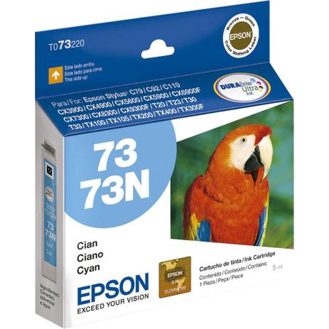 Cartucho Epson 73 Ciano Ref:T073220-AL - CX5900 / CX6900 / CX7300 / CX8300 / TX220 / TX300F / TX400 / TX410 Menor preço em Cartucho Epson 73 Ciano Ref:T073220-AL - CX5900 / CX6900 / CX7300 / CX8300 / TX220 / TX300F / TX400 / TX410