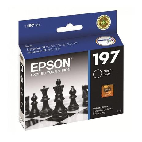 Cartucho Epson T197120 197 Preto 7ml Menor preço em Cartucho Epson T197120 197 Preto 7ml