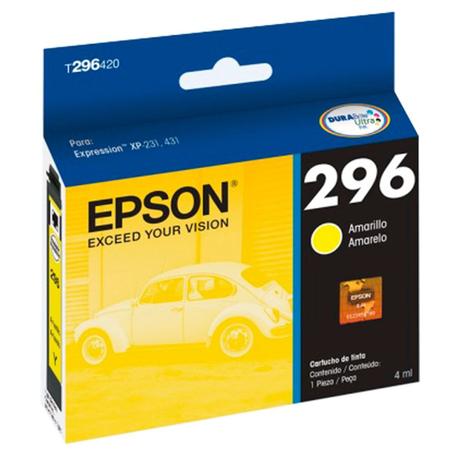 Cartucho Original Epson 296 T2964 T296420 Yellow XP-231 XP-241 XP-431 XP-441 4ml Menor preço em Cartucho Original Epson 296 T2964 T296420 Yellow XP-231 XP-241 XP-431 XP-441 4ml