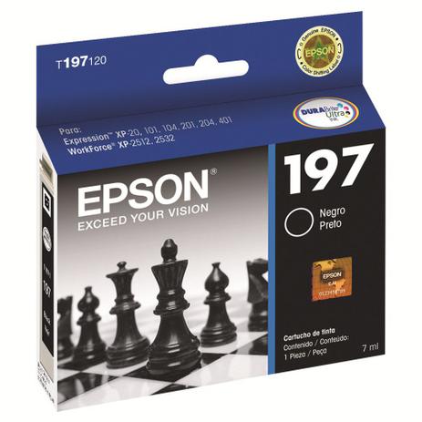 Cartucho Original Epson Preto T197120 T197 197 para XP-101 XP-201 XP-204 XP-214 XP-401 XP-411 WF-2512 WF-2532 Menor preço em Cartucho Original Epson Preto T197120 T197 197 para XP-101 XP-201 XP-204 XP-214 XP-401 XP-411 WF-2512 WF-2532