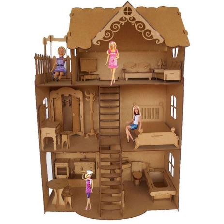 Casa Casinha Bonecas Polly Barbie Madeira Mdf Frete Grátis