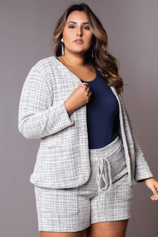 casaco branco plus size