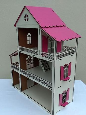 Casinha Casa De Boneca Polly com 18 Moveis 60x44 -cor Pink - Artesanato jsl Menor preço em Casinha Casa De Boneca Polly com 18 Moveis 60x44 -cor Pink - Artesanato jsl