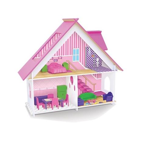 Casinha de boneca em madeira casa com moveis meninas sweet home - Junges Menor preço em Casinha de boneca em madeira casa com moveis meninas sweet home - Junges