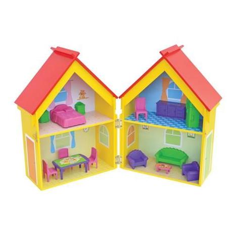 Casinha de Boneca Yellow House Mobiliada Junges 412 Menor preço em Casinha de Boneca Yellow House Mobiliada Junges 412