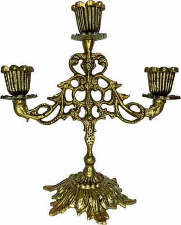 Castiçal Candelabro Suporte P/ Velas Dourado/envelhecido 3 Velas - Paludo Católicos18 Menor preço em Castiçal Candelabro Suporte P/ Velas Dourado/envelhecido 3 Velas - Paludo Católicos18