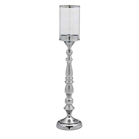 Castiçal de Vidro e Metal Prateado - 61 cm - Mabruk Menor preço em Castiçal de Vidro e Metal Prateado - 61 cm - Mabruk