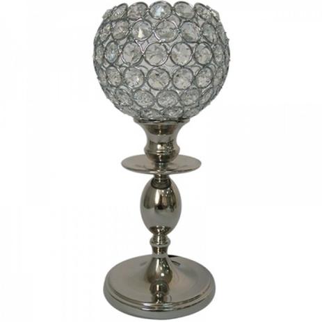 Castical decorativo em cristal e metal prateado 13cm x 29cm - Btc decor Menor preço em Castical decorativo em cristal e metal prateado 13cm x 29cm - Btc decor