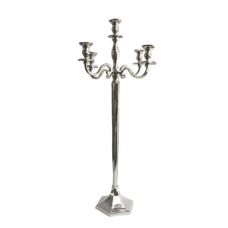 Castiçal em Alumínio Prata 5 Velas 100 cm x 47 cm - Prime home decor Menor preço em Castiçal em Alumínio Prata 5 Velas 100 cm x 47 cm - Prime home decor